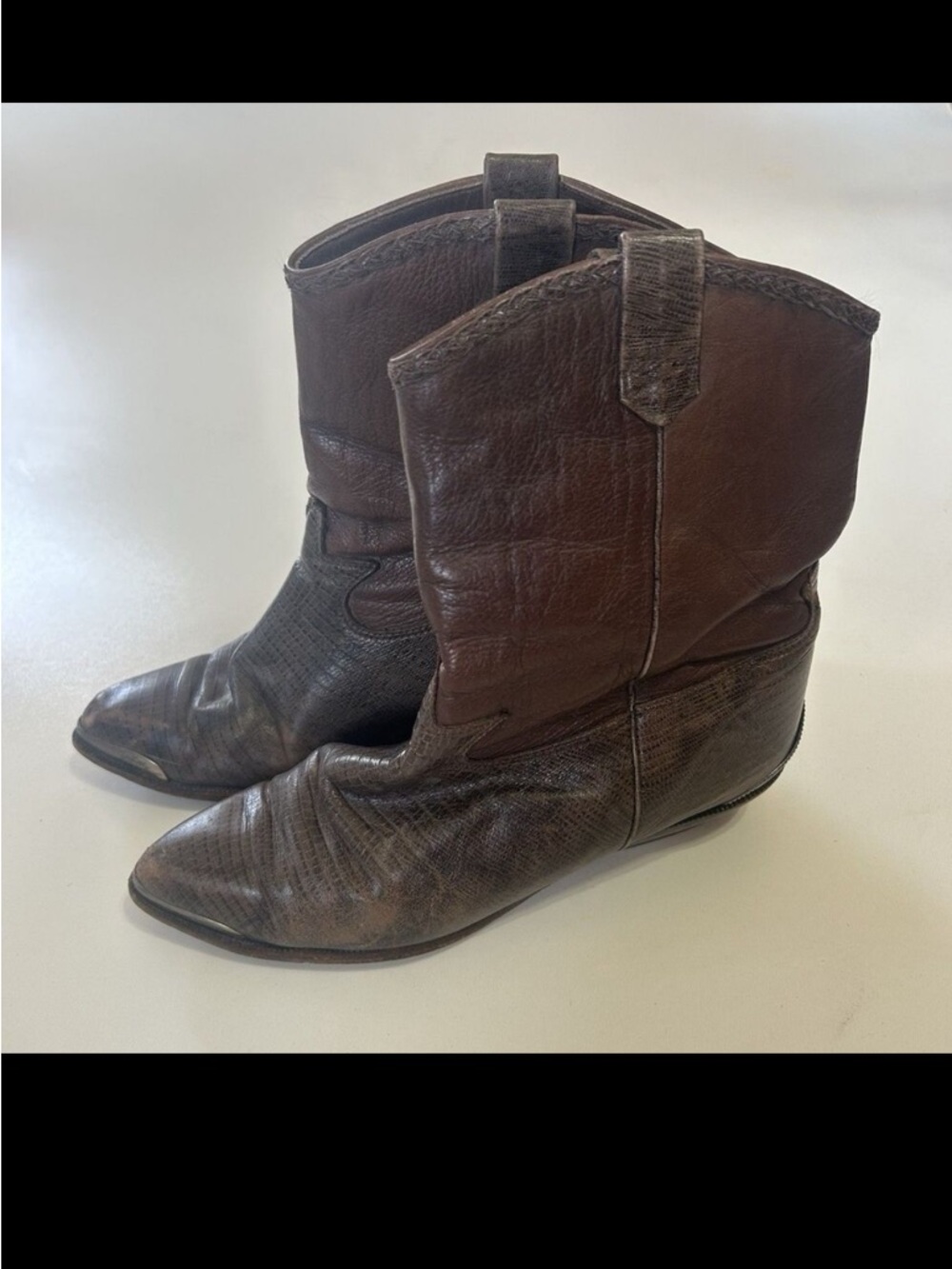 Zodiac Vintage Leather Cowgirl Boots Womens 8.5 Brown Western Boho Festival Vtg
